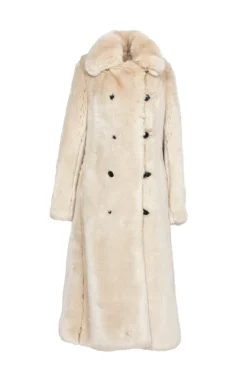 Catherine Faux Fur Reversible Coat in Crème
