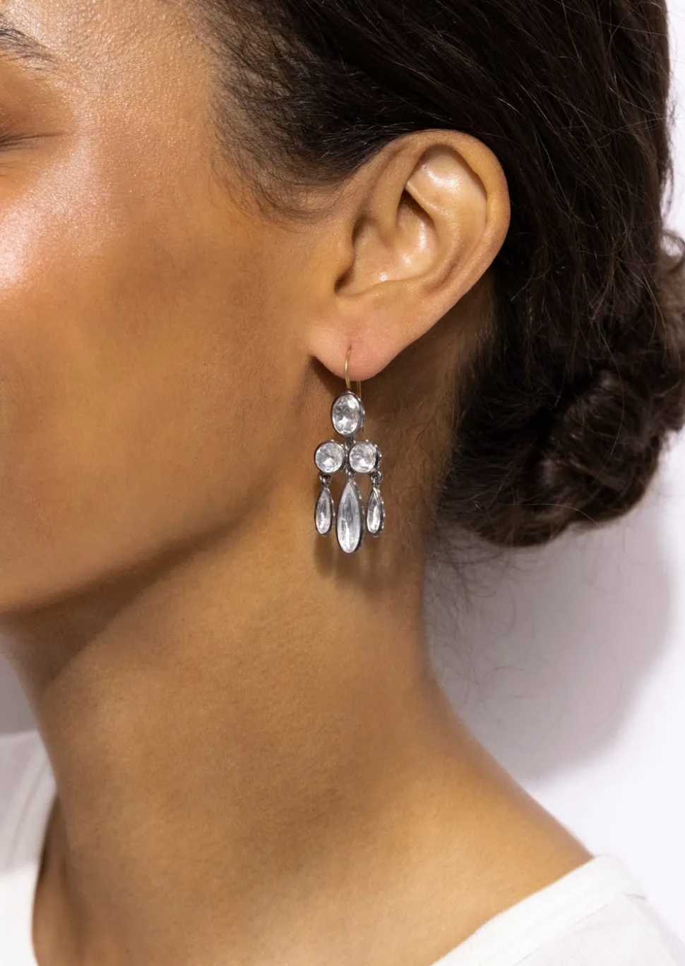 Catherine Girandole Earrings in White