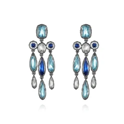 Catherine Long Girandole Earrings in Multi-Blue