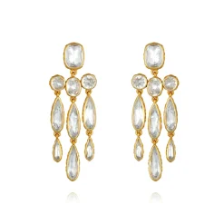 Catherine Long Girandole Earrings in White