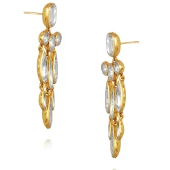 Catherine Long Girandole Earrings in White