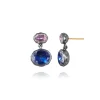 Catherine Oval 2-Drop Earrings in Rose/Indigo