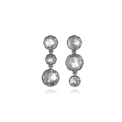 Catherine Round 3-Drop Earrings in White