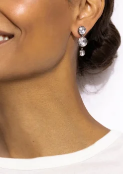 Catherine Round 3-Drop Earrings in White