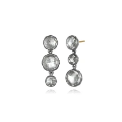 Catherine Round 3-Drop Earrings in White