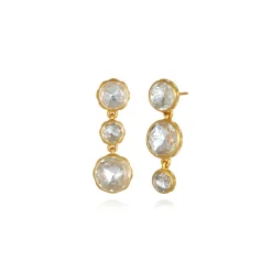 Catherine Round 3-Drop Earrings in White