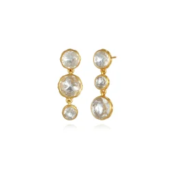 Catherine Round 3-Drop Earrings in White