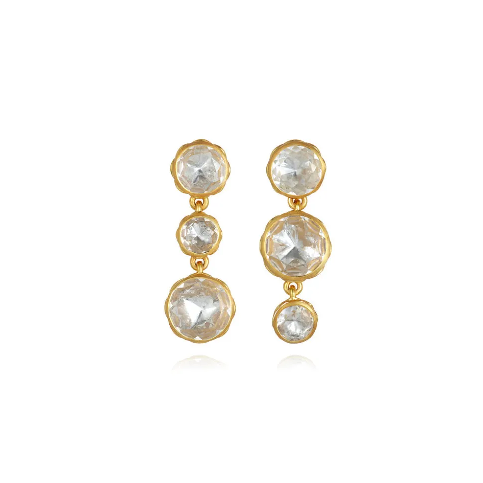 Catherine Round 3-Drop Earrings in White