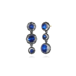 Catherine Round 3-Drop Earrings in Indigo