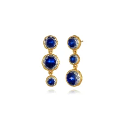 Catherine Round 3-Drop Earrings in Indigo