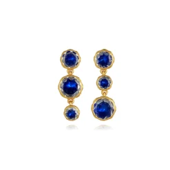 Catherine Round 3-Drop Earrings in Indigo
