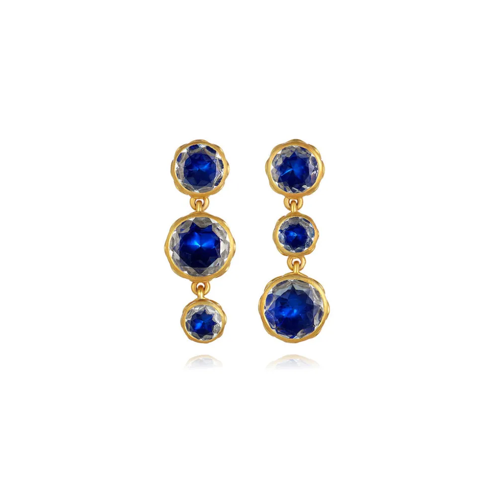 Catherine Round 3-Drop Earrings in Indigo