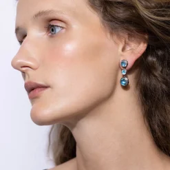 Catherine Round 3-Drop Earrings in Sky