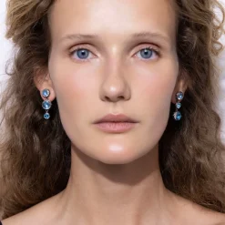 Catherine Round 3-Drop Earrings in Sky