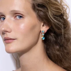 Catherine Round 3-Drop Earrings in Sky