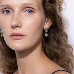 Catherine Round 3-Drop Earrings in Sky