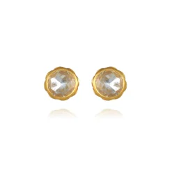 Catherine Round Stud Earrings in White