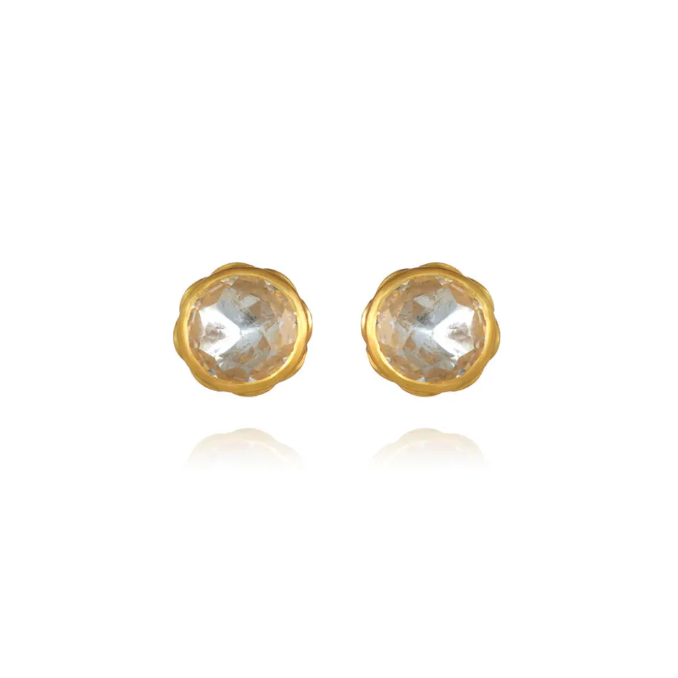 Catherine Round Stud Earrings in White