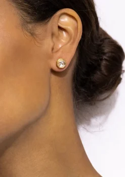 Catherine Round Stud Earrings in White