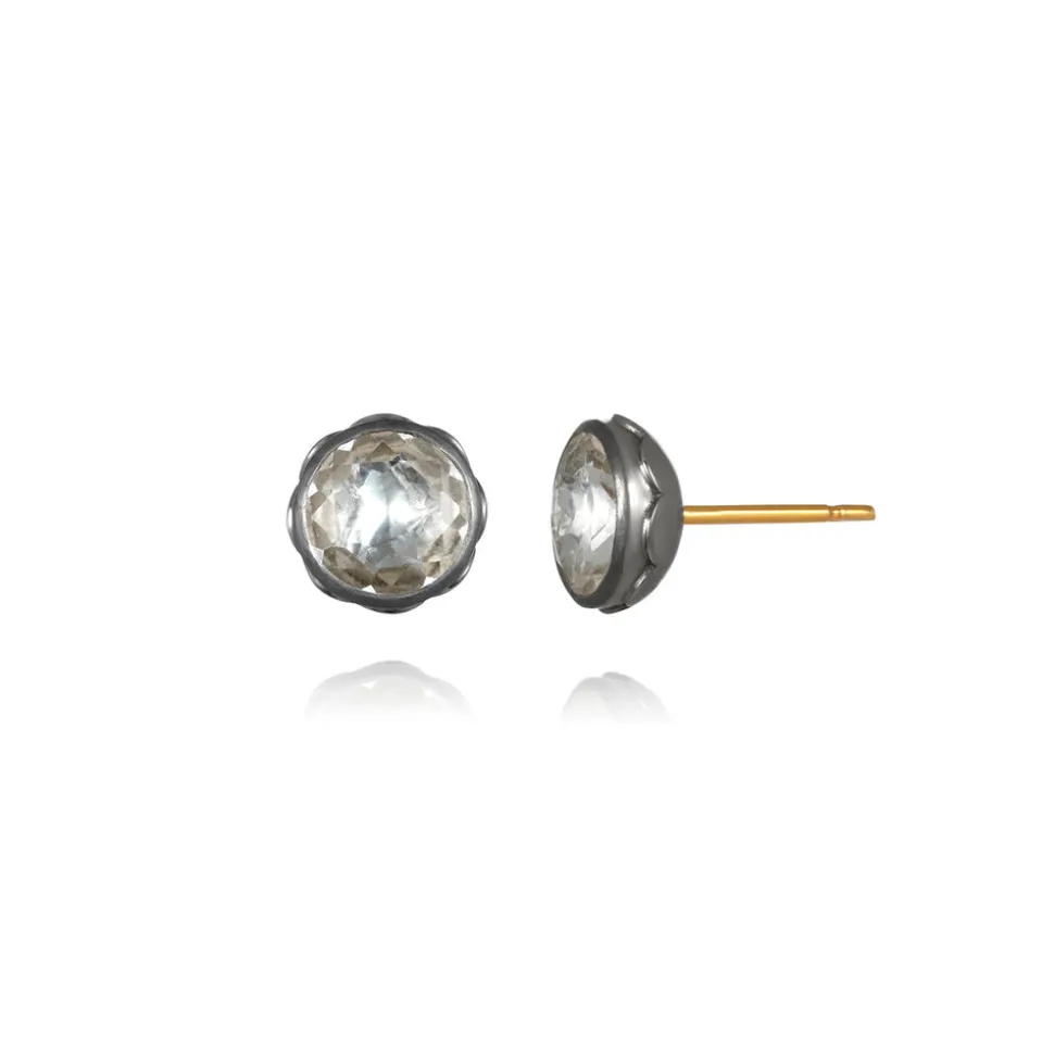 Catherine Round Stud Earrings in White