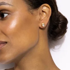 Catherine Round Stud Earrings in White