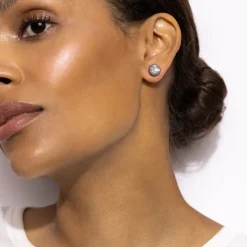 Catherine Round Stud Earrings in White