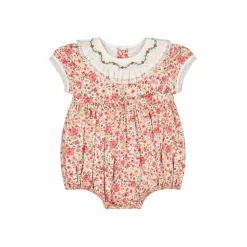 Celestine Red Floral Smocked Romper