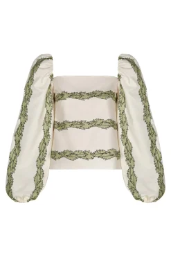 Celia Cotton Blouse in Ivory Striped Helechos