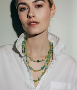 Celina Beaded Strand Necklace in Green