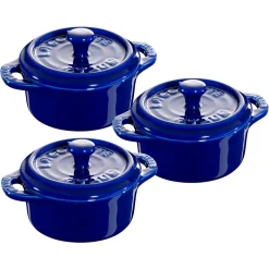 Ceramic Mini Round Cocotte Set, Set of 3