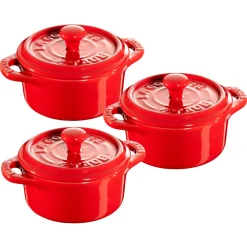Ceramic Mini Round Cocotte Set, Set of 3