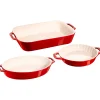 Ceramic 3-pc Mixed Baking Dish Set in Cherry