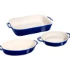 Ceramic 3-pc Mixed Baking Dish Set in Dark Blue