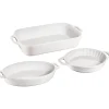 Ceramic 3-pc Mixed Baking Dish Set in White
