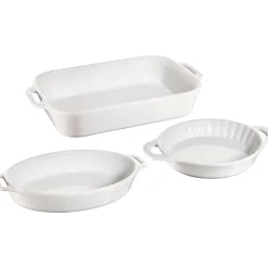 Ceramic 3-pc Mixed Baking Dish Set in White