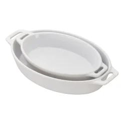 Ceramic 2-pc Oval Baking Dish Set in White