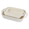 Ceramic 2-pc Rectangular Baking Dish Set in Rustic Ivory