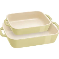 Ceramic 2-pc Rectangular Baking Dish Set in Macaron Pastel Green