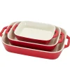Ceramic 3-pc Rectangular Baking Dish Set in Cherry