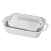 Ceramic 2-pc Rectangular Baking Dish Set in White