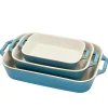 Ceramic 3-pc Rectangular Baking Dish Set in Rustic Turquoise