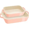 Ceramic 2-pc Rectangular Baking Dish Set in Macaron Pastel Pink