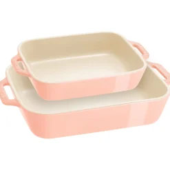 Ceramic 2-pc Rectangular Baking Dish Set in Macaron Pastel Pink