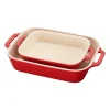 Ceramic 2-pc Rectangular Baking Dish Set in Cherry