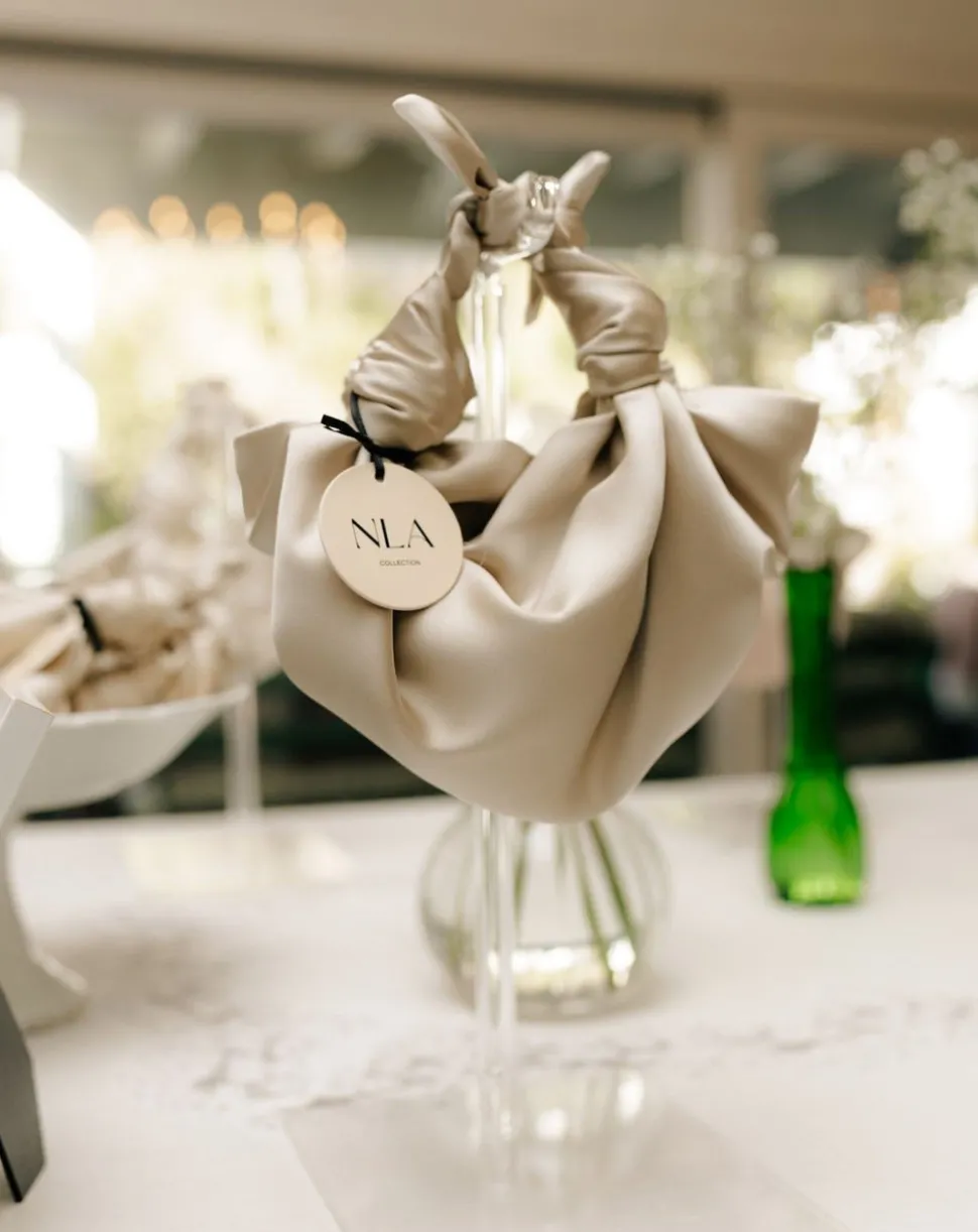 Champagne NLA Silk Knot Bag