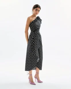 Charlotte Polka Dot Dress in Noir & Ivory Multi