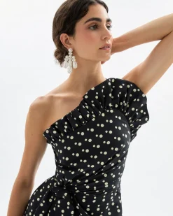 Charlotte Polka Dot Dress in Noir & Ivory Multi
