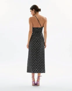 Charlotte Polka Dot Dress in Noir & Ivory Multi