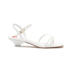 Charlotte Sandal in White Patent Leather
