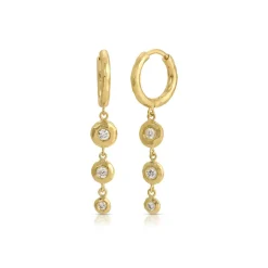 Charmed Micro Gabby Hoops in Tiered Diamond Nesting Gem Drops in Three